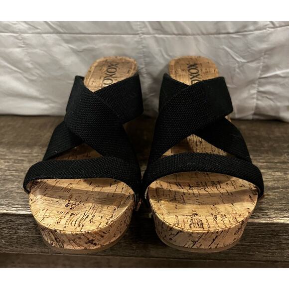 XOXO Shoes - XoXo Cork Wedge Strappy Sandal Slip-on Slides Women's Size 10M